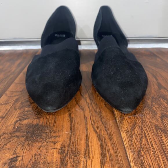 EILEEN FISHER Women's Sz 12 Suede Hilly D’Orsay Pump Pointed Block Heel Black - Picture 10 of 10